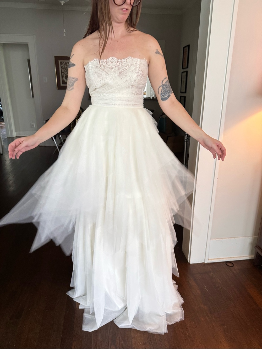 Anna Kara Lace Bodice Wedding Dress White Size 38 Like New
